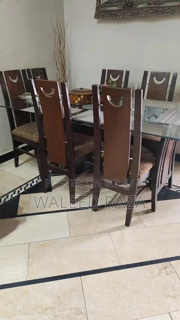 Wooden Dining Table with 6 Matching Chairs