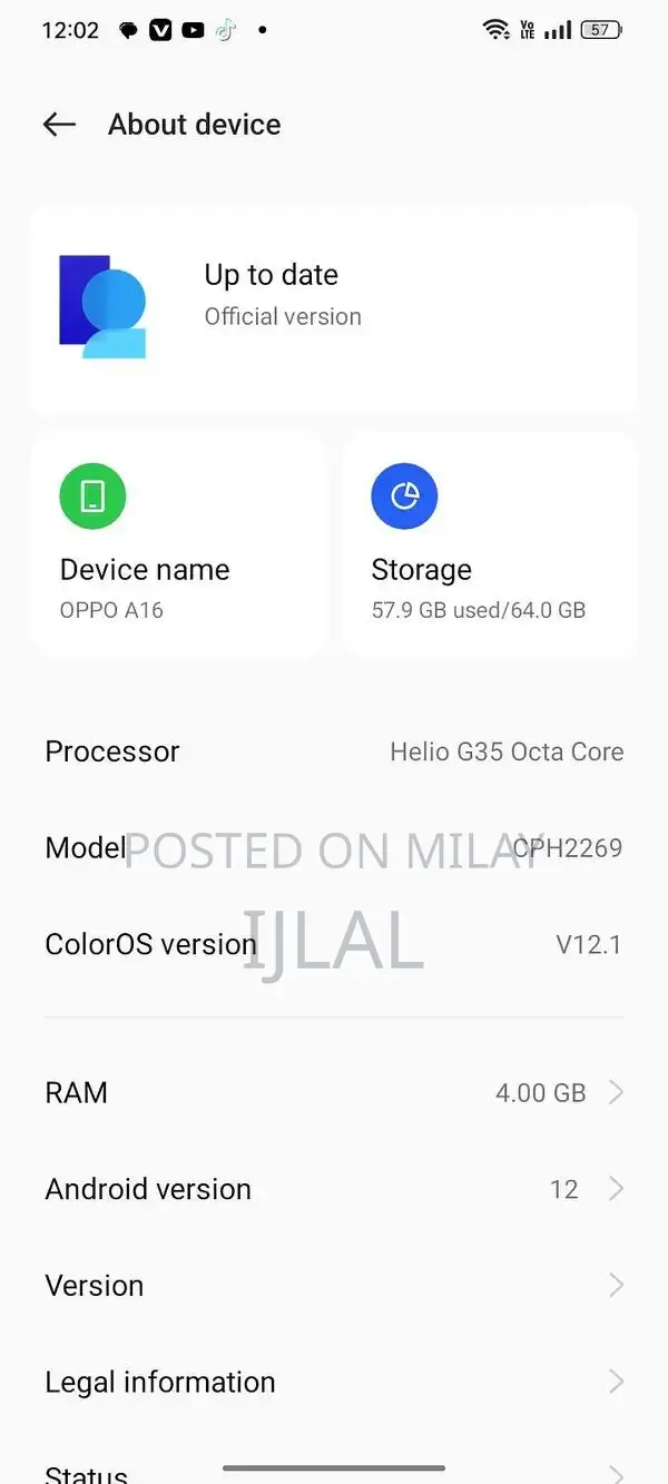Oppo A16 Smartphone - 4GB RAM, 64GB Storage, Clear Condition