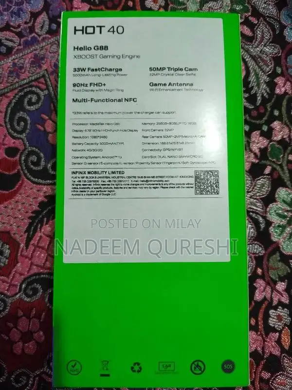 Infinix Hot 40 Smartphone - 8GB RAM, 256GB Storage