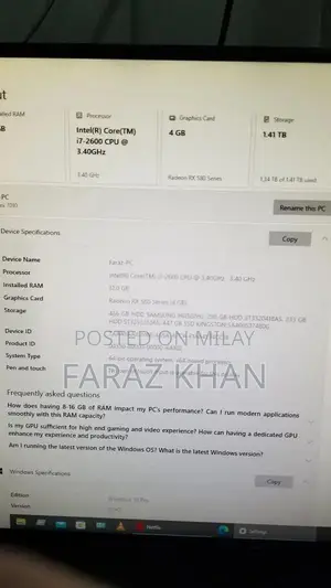 Core i7 2600 Gaming Desktop PC with Graphics Card