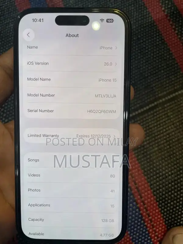 Apple iPhone 15 JV Smartphone 128GB Water Resistant