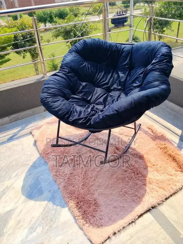 Comfortable Metal Swing Chair with Velvet Cushion
