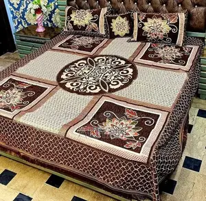 Photo - Luxurious Velvet Jacquard Wedding Bed Sheet Collection