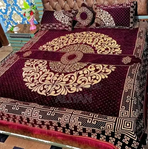 Luxurious Velvet Jacquard Wedding Bed Sheet Collection