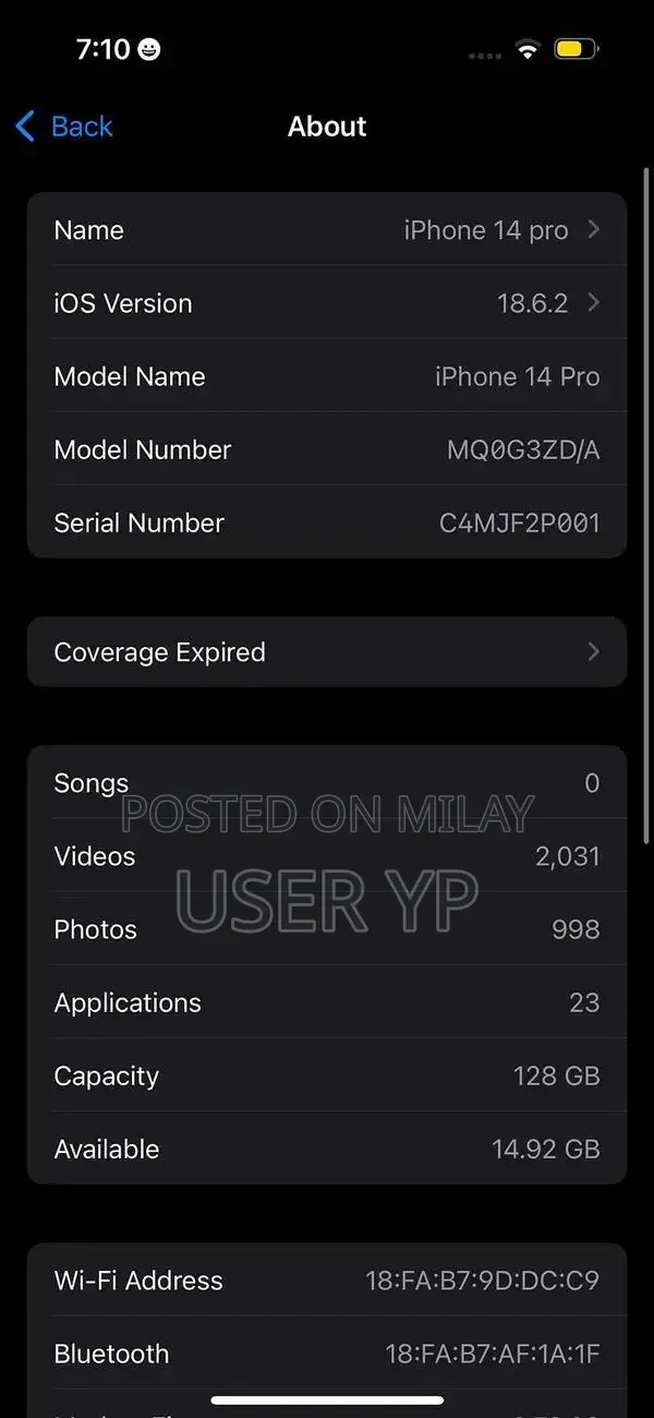 Apple iPhone 14 Pro Deep Purple 128GB Smartphone