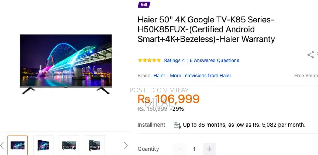 Haier 50-inch Smart Android LED TV - Excellent Condition