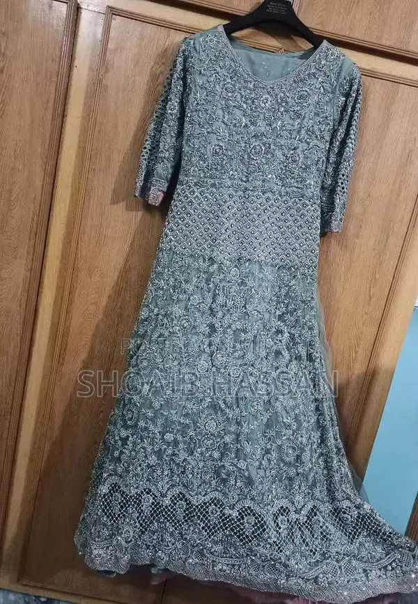 Mint Green Embroidered Maxi Bridal Wedding Dress