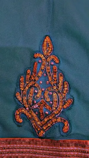 Elegant Net Long Flare Frock with Pearl Embellishments