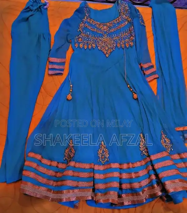 Elegant Net Long Flare Frock with Pearl Embellishments