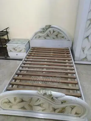 Photo - Wooden Single Bed Set with 3-Door Wardrobe and Side Table