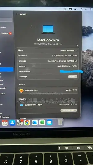 MacBook Pro 13-inch Touch Bar 2017 3.5 GHz Core i7