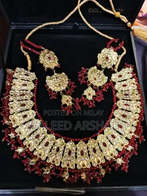 Gold and Maroon Bridal Jewellery Set with Jhoomar