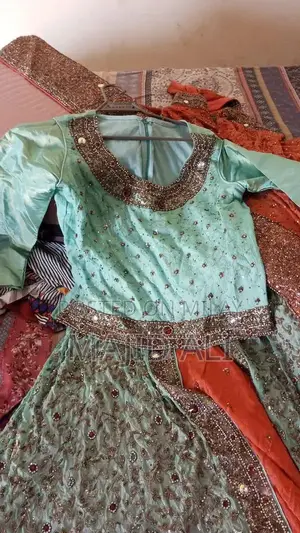 Sea Green Walima Dress with Lahnga Kurti and Duppata