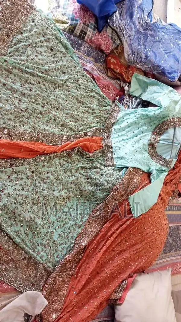 Sea Green Walima Dress with Lahnga Kurti and Duppata