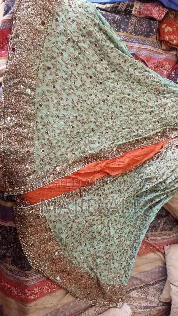 Sea Green Walima Dress with Lahnga Kurti and Duppata