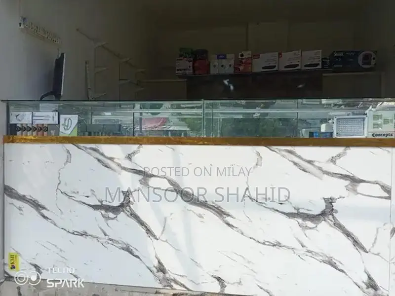 Glass Showcase Display Cabinet - Sliding Mirror Door