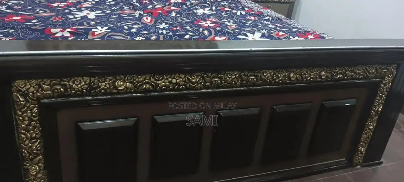 Luxury Bed Frame with Two Side Tables