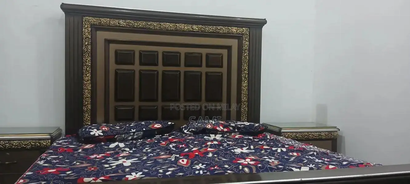 Luxury Bed Frame with Two Side Tables