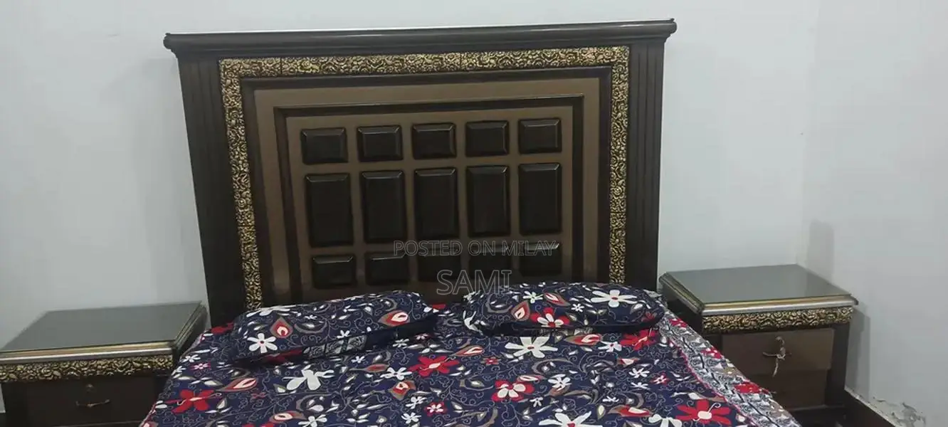 Luxury Bed Frame with Two Side Tables