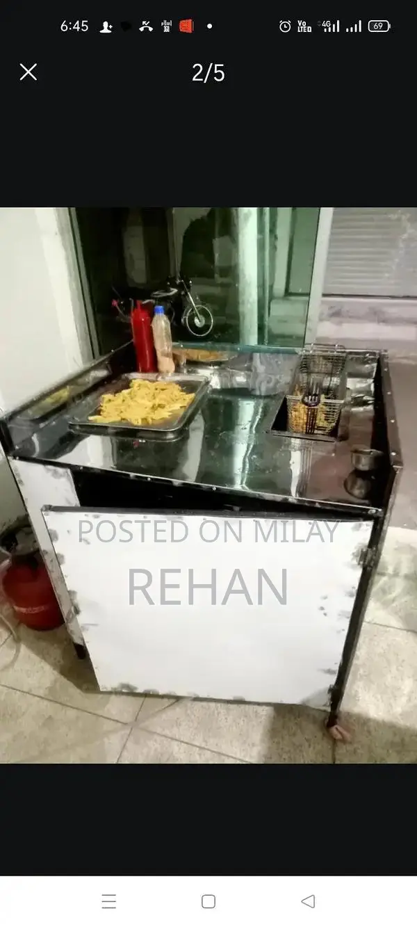 Commercial Food Counter with Fries, Roll, and Samosa Station