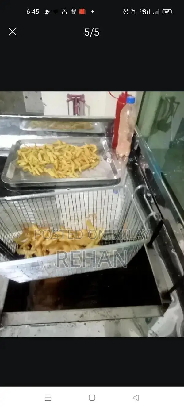 Commercial Food Counter with Fries, Roll, and Samosa Station