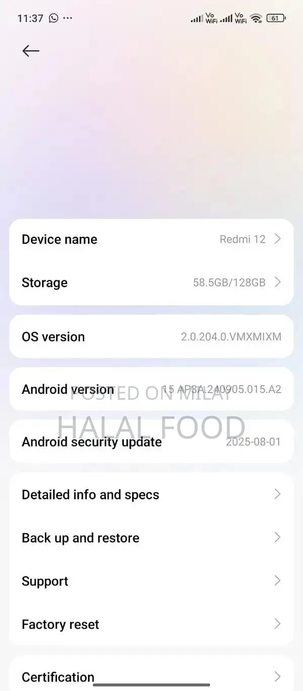 Compact Smartphone with 6/128GB Storage, Minimal Usage