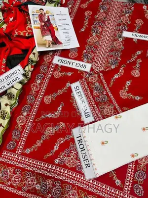 Elegant Khaddar 3-Piece Embroidered Unstitched Women's Dress Set