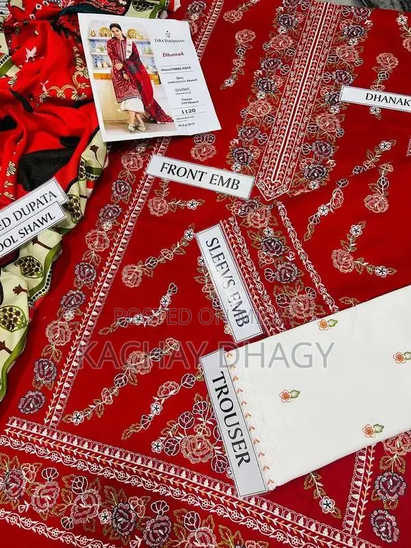 Elegant Khaddar 3-Piece Embroidered Unstitched Women's Dress Set