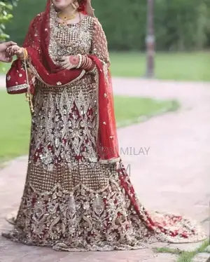 Maroon Net Bridal Wedding Dress with Cancan Customized Design