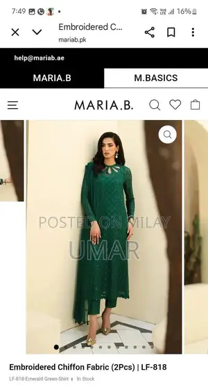 Maria B Green Suit - Premium Women's Traditional Wear