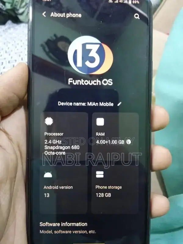 Vivo Smartphone 4GB RAM 128GB Storage with Accessories