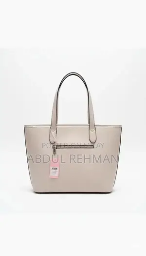 Textured Tote Bag with Double Handles and Zip Closure