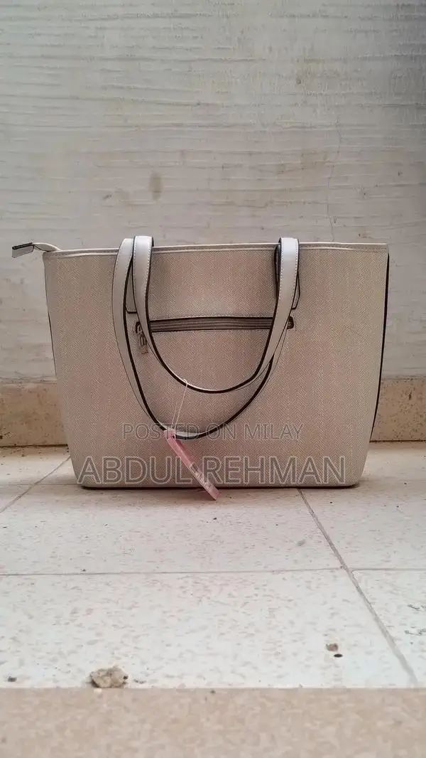 Textured Tote Bag with Double Handles and Zip Closure