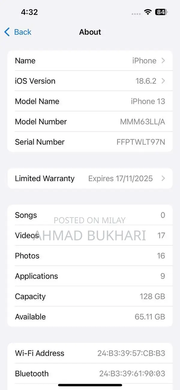 Apple iPhone 13 Blue 128GB Pristine Condition