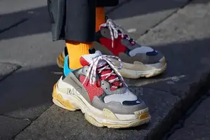 Balenciaga Triple S Luxury Sneakers in Red, Blue & Beige
