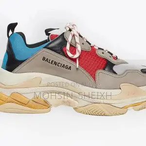Balenciaga Triple S Luxury Sneakers in Red, Blue & Beige