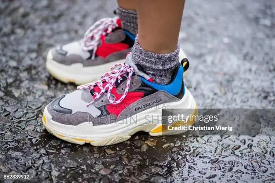 Balenciaga Triple S Luxury Sneakers in Red, Blue & Beige