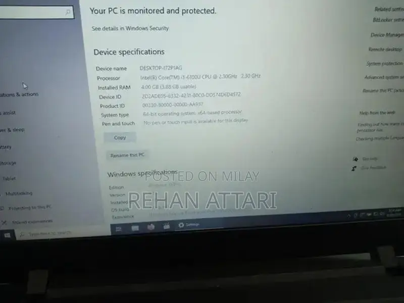 Lenovo Used Laptop - i3 Processor, 4GB RAM, 128GB SSD