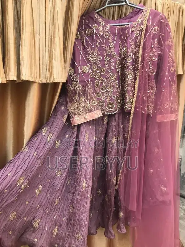 3-Piece Full Net and Crush Lehnga Kurti Set