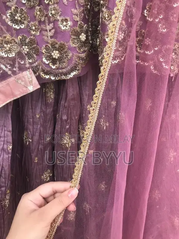 3-Piece Full Net and Crush Lehnga Kurti Set