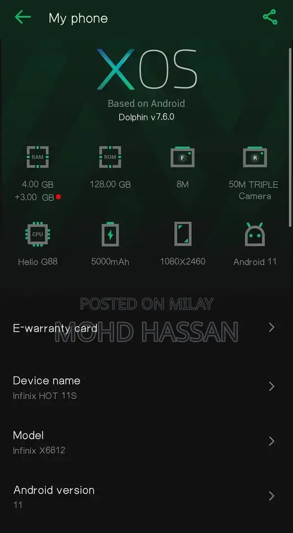 Infinix Hot 11s Smartphone with Dual SIM and Ample Storage
