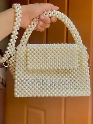 Elegant Handcrafted Pearl Beaded Evening Clutch Bag for Special Occasi