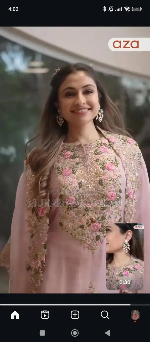 Elegant Large Size Untuch Baby Pink Dress with Cloure Design