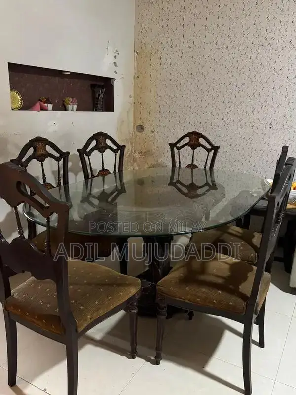 Wooden Dining Table Set with 6 Matching Chairs