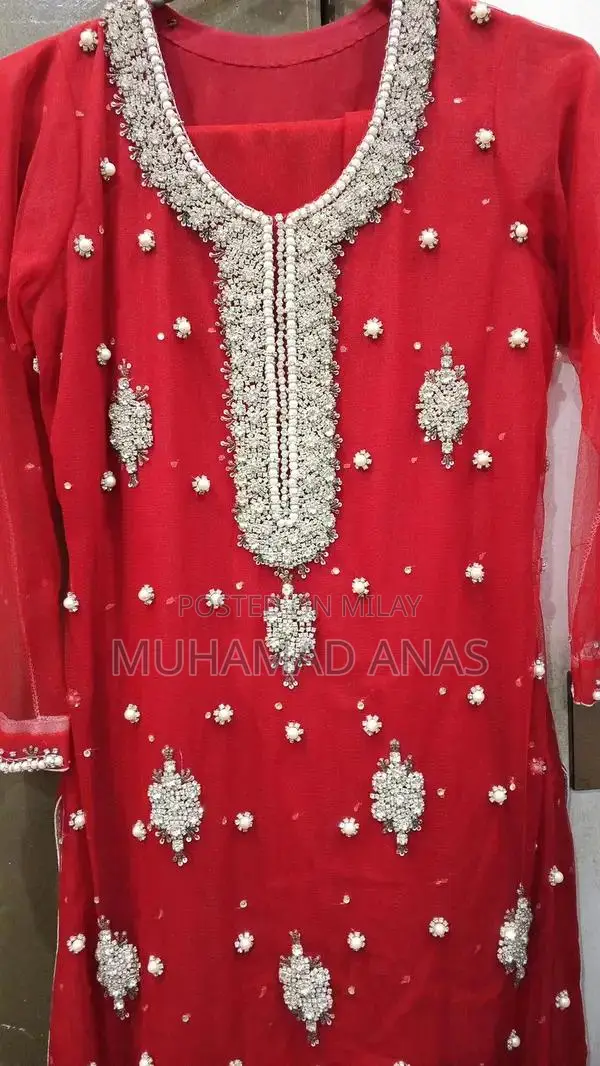 Elegant Blood Red Party Dress with Silver Embellishments