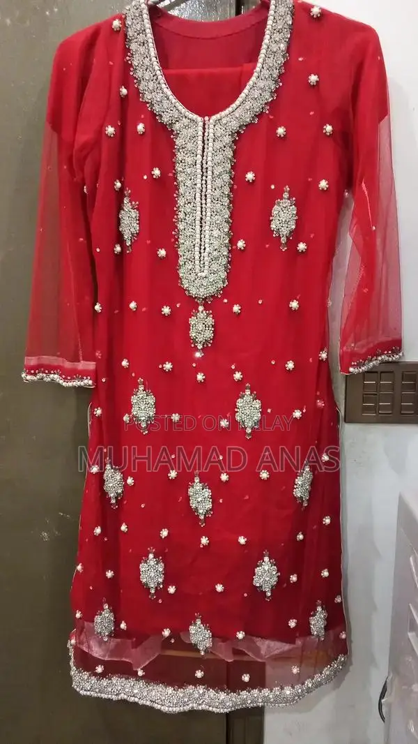 Elegant Blood Red Party Dress with Silver Embellishments