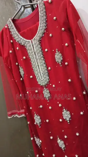 Elegant Blood Red Party Dress with Silver Embellishments