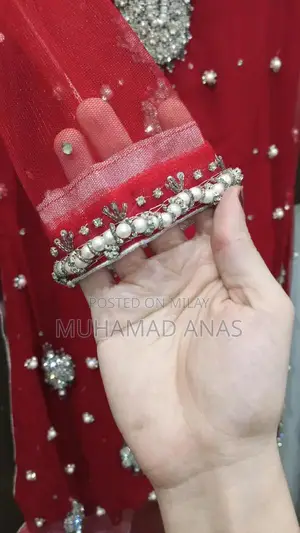 Elegant Blood Red Party Dress with Silver Embellishments