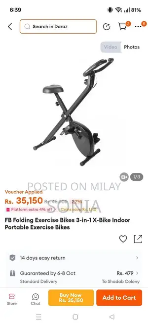 Photo - Indoor Exercise Bicycle - Compact Home Fitness Cycle