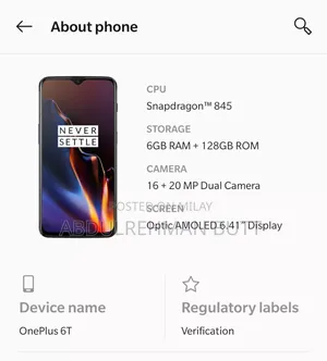 New OnePlus 6T 128 GB Black